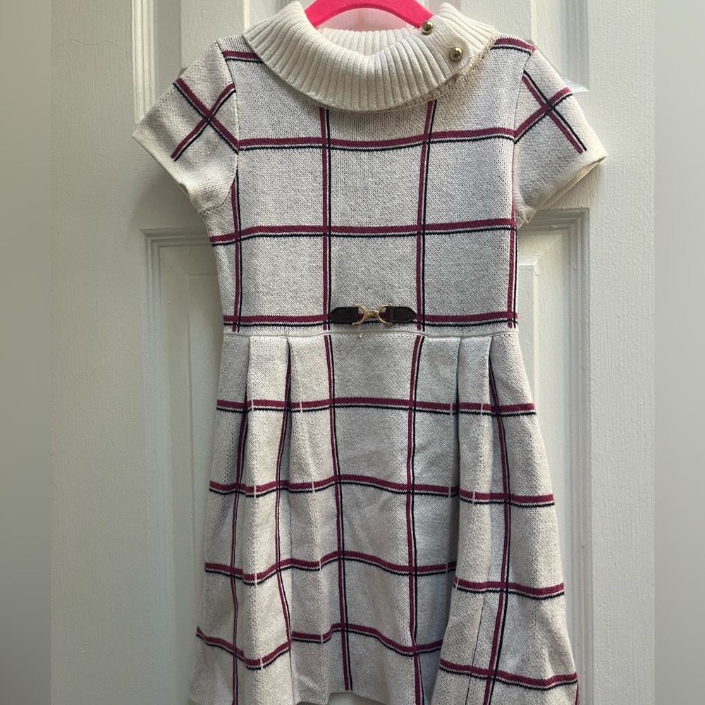 Janie and Jack Cream and Magenta Sweater Dress